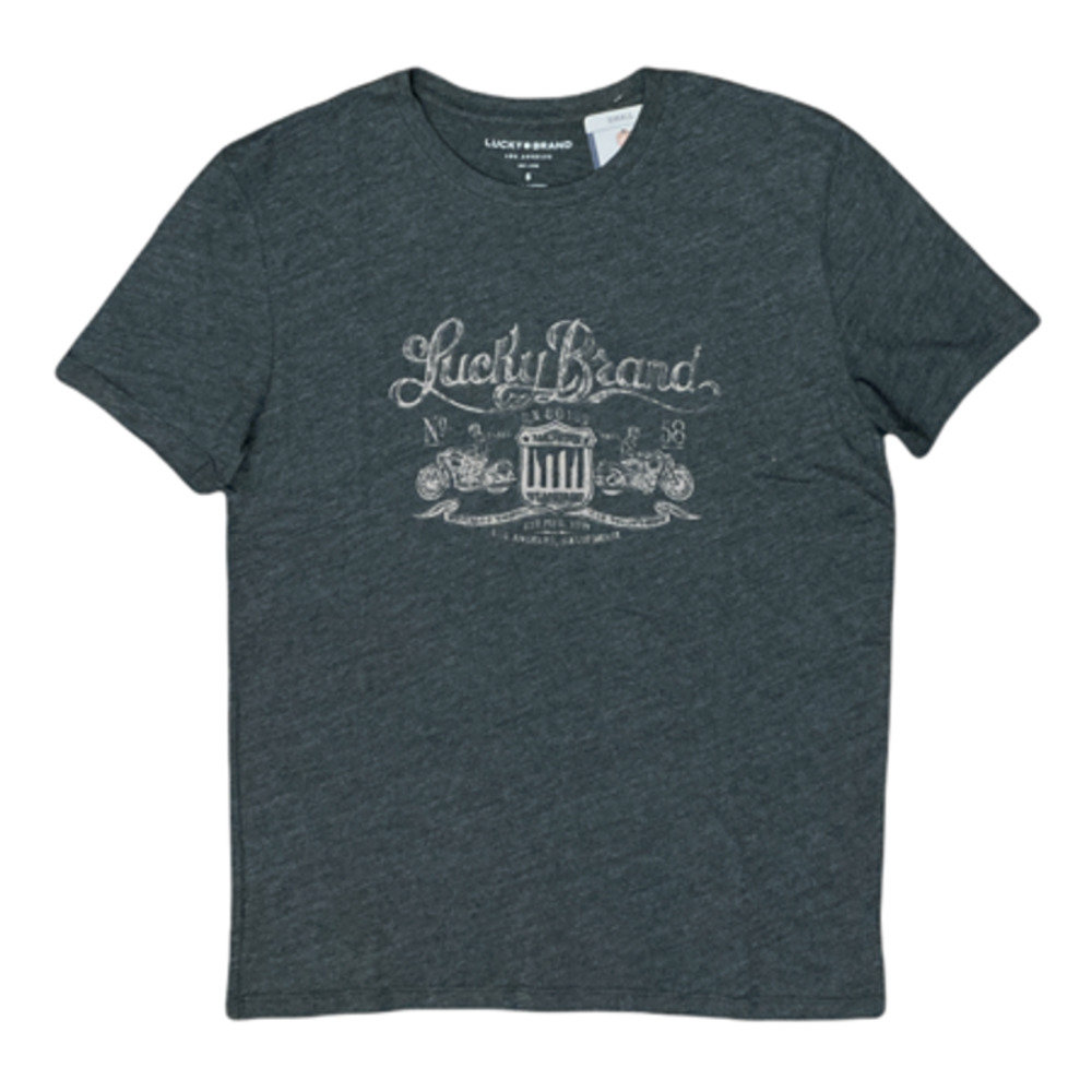 Lucky Brand Mens Short Sleeve Graphic T Shirt (Heather Charcoal Motorcycle XXL)